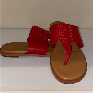 Red Cole Haan Leather Flip Flops